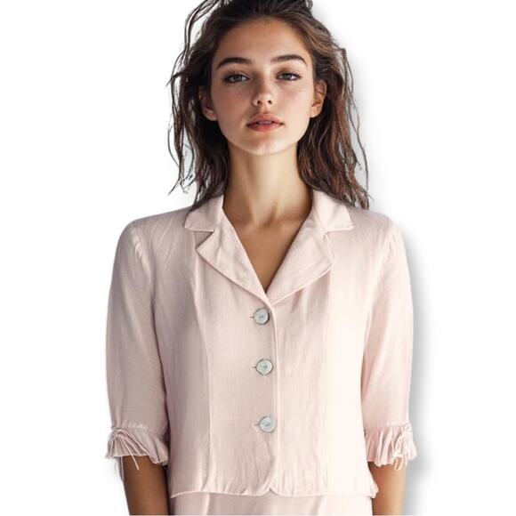 Jessica Howard Petite Vintage Light Pink Linen Blouse And Dress - Picture 2 of 8